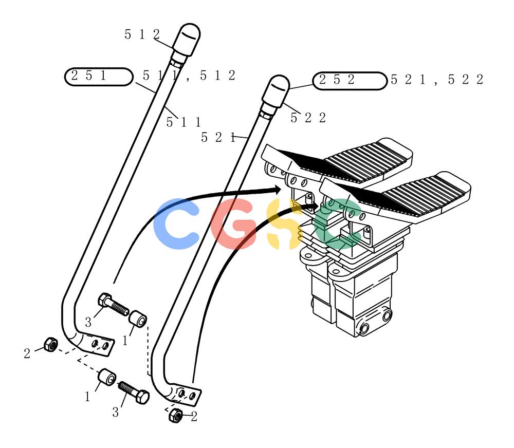 纽荷兰零件查询(EC215) - CRAWLER EXCAVATOR (11/99-) (22.520[002]) - RODS TREADLE VALVE (S/N 721690-UP) New Holland Constructuion