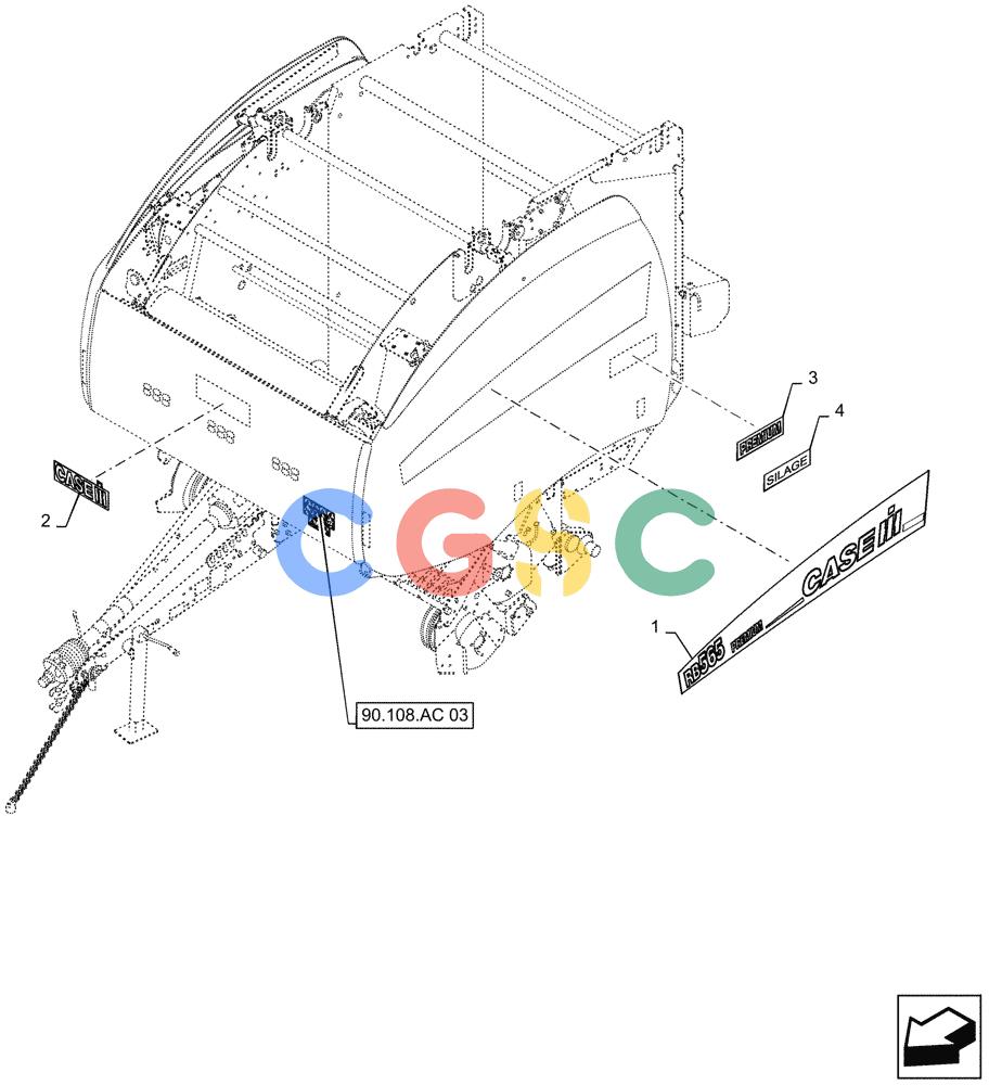 凯斯零件查询(RB565) - CASE IH ROUND BALER (3/14-12/15) (90.108.AB[02]) - DECALS, MODEL, LH Case Agriculture