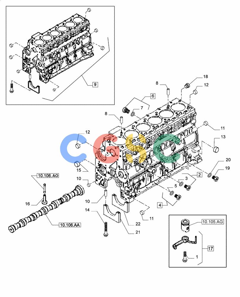 神钢零件查询(F4GE9684E J615) - ENGINE 5801763602 - 47613194 (8/14-) (10.001.AB[01]) - CYLINDER BLOCK Kobelco