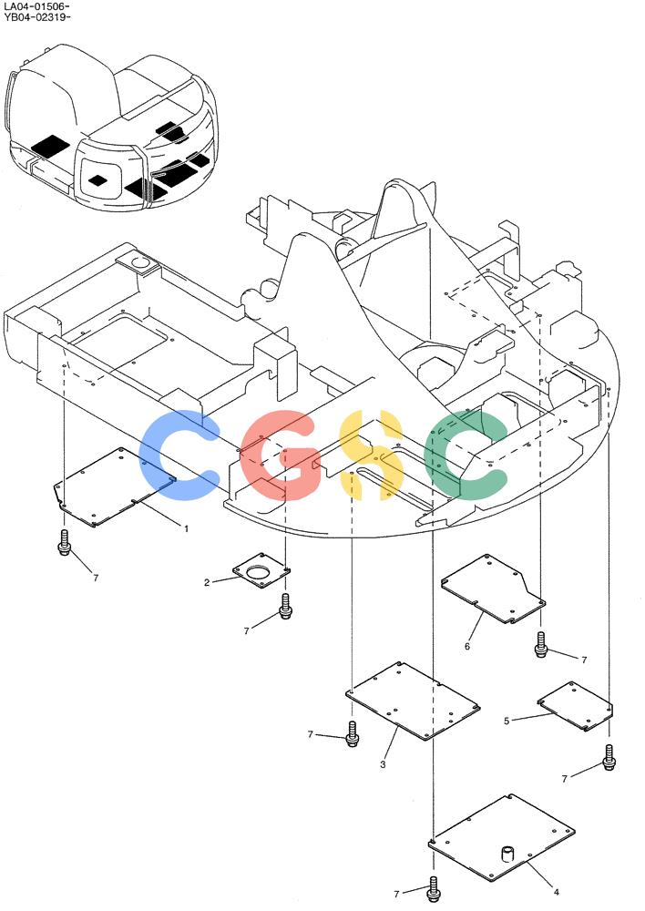 纽荷兰零件查询(E200SRLC) - CRAWLER EXCAVATOR BTW LA04-01506 - LA04-01625 (01-045) - COVER ASSY, UNDER New Holland Constructuion