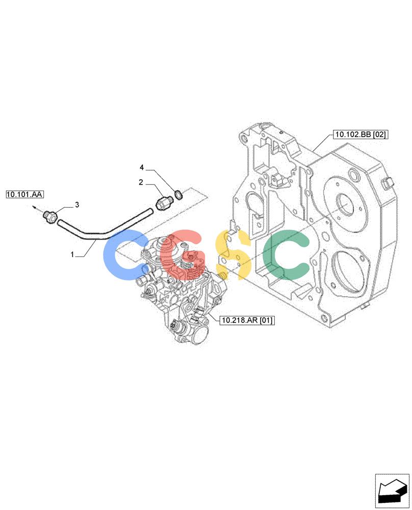 神钢零件查询(F4GE9684E J615) - ENGINE 5801763602 - 47613194 (8/14-) (10.218.AI[02]) - FUEL LINE, RETURN LINE Kobelco
