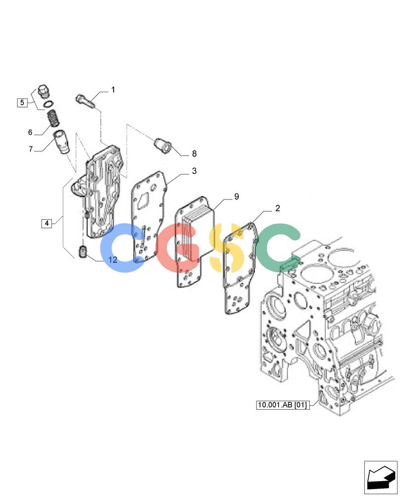 神钢零件查询(F4GE9684E J615) - ENGINE 5801763602 - 47613194 (8/14-) (10.408.AO) - OIL COOLER Kobelco