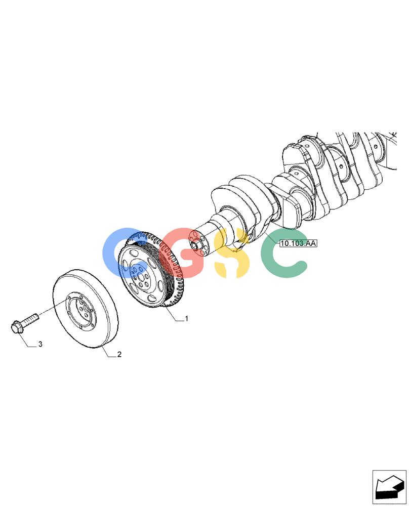 神钢零件查询(F4GE9684E J615) - ENGINE 5801763602 - 47613194 (8/14-) (10.110.AD) - CRANKSHAFT, DAMPER Kobelco
