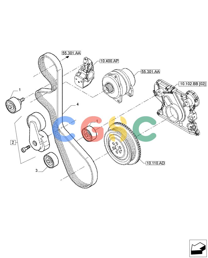 神钢零件查询(F4GE9684E J615) - ENGINE 5801763602 - 47613194 (8/14-) (10.103.AG) - CRANKSHAFT & PULLEY Kobelco