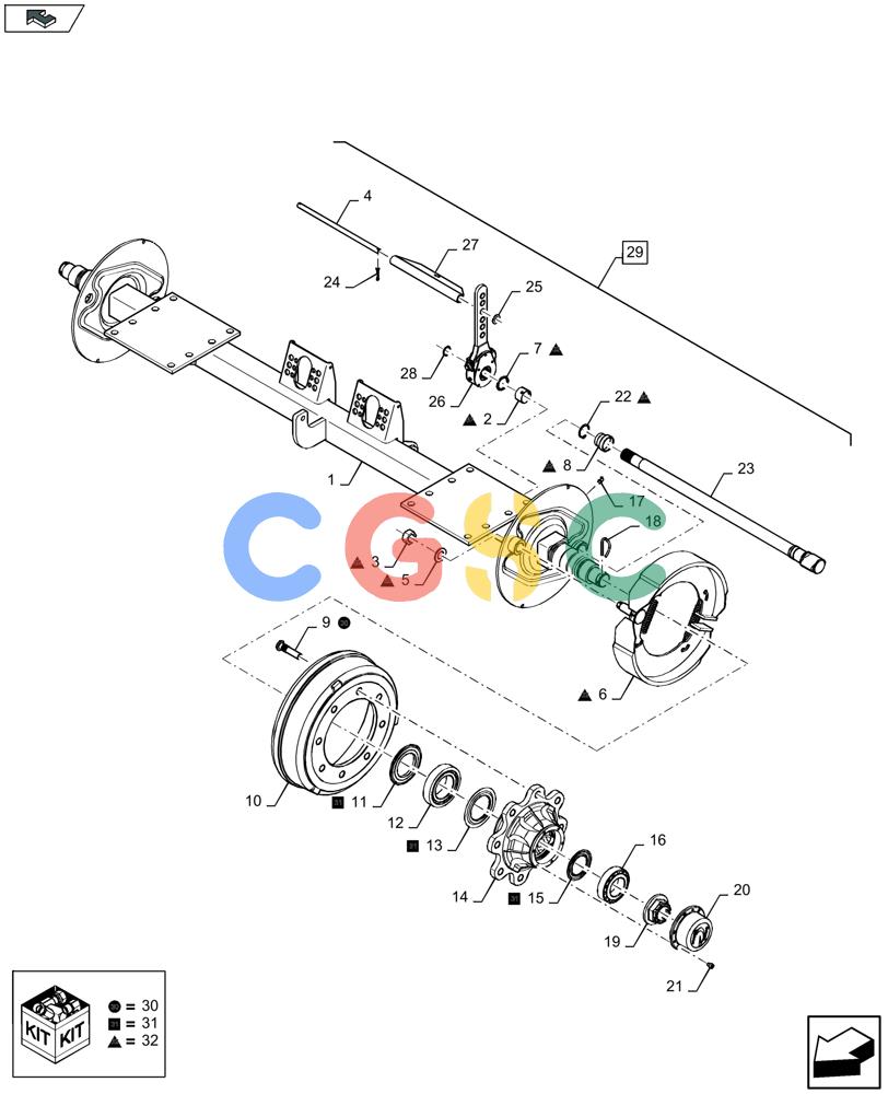 凯斯零件查询(LB434S) - BALER (9/12-) (27.550.030) - SINGLE AXLE, PNEUMATIC BRAKE Case Agriculture