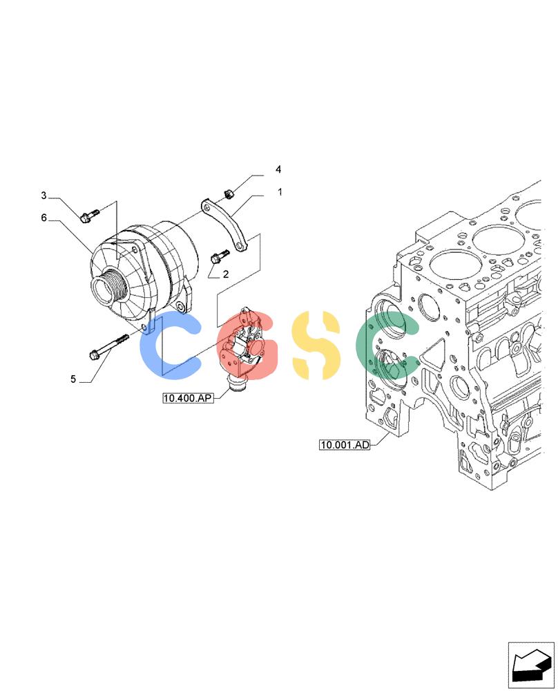 神钢零件查询(F4GE9684E J615) - ENGINE 5801763602 - 47613194 (8/14-) (55.301.AA) - ALTERNATOR Kobelco