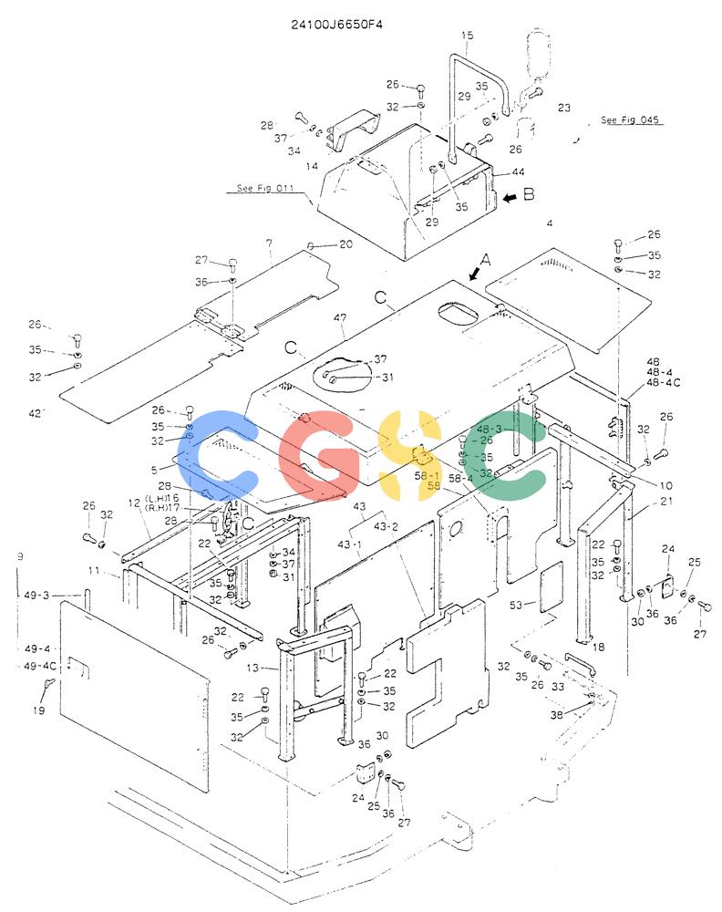 神钢零件查询(K904L) - MARK II EXCAVATOR BTW LX1501 - LX1525 (1/88-12/03) (02-006[01]) - GUARD ASSY, P/N 24100J6650F4 Kobelco