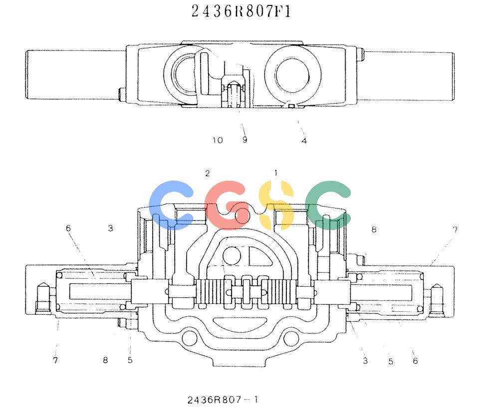 神钢零件查询(K907LC) - MARK II EXCAVATOR ASN YQ0565 (NA) (1/87-12/03) (11-011 ) - SPOOL ASSY, P/N 2436R807F1 Kobelco