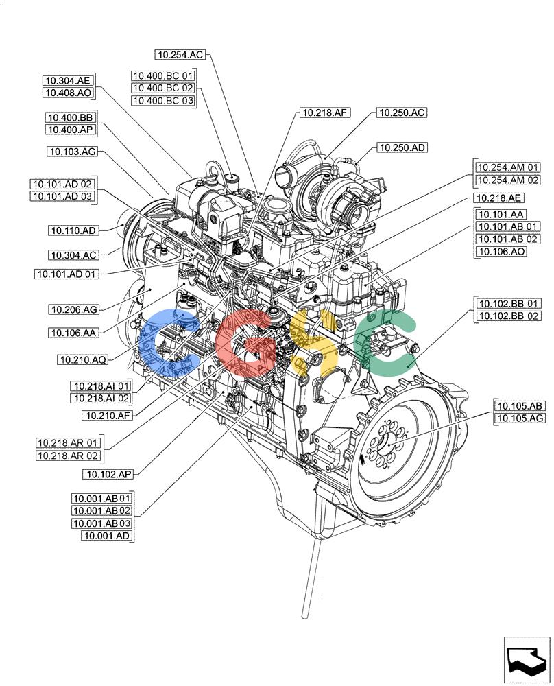 神钢零件查询(F4GE9684E J615) - ENGINE 5801763602 - 47613194 (8/14-) (00.000.10) - PICTORIAL INDEX - ENGINE Kobelco