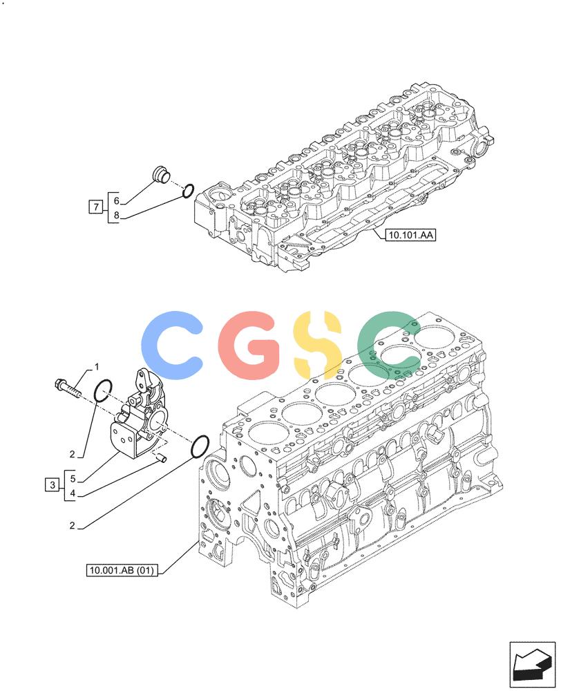 神钢零件查询(F4HFE613Y B005) - ENGINE 5801843797 - 47637345 TIER4 B (3/14-) (10.400.AE) - COOLANT HEATING LINES Kobelco
