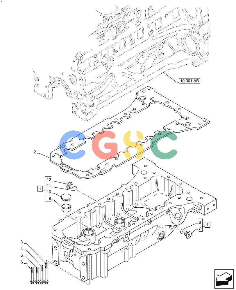 神钢零件查询(F4HFE613Y B005) - ENGINE 5801843797 - 47637345 TIER4 B (3/14-) (10.102.AP) - ENGINE OIL PAN Kobelco