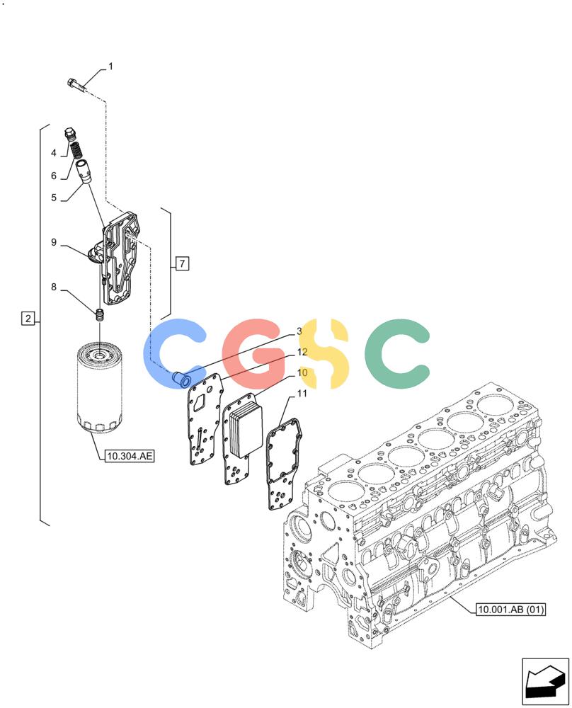 神钢零件查询(F4HFE613Y B005) - ENGINE 5801843797 - 47637345 TIER4 B (3/14-) (10.408.AO) - ENGINE OIL COOLER Kobelco