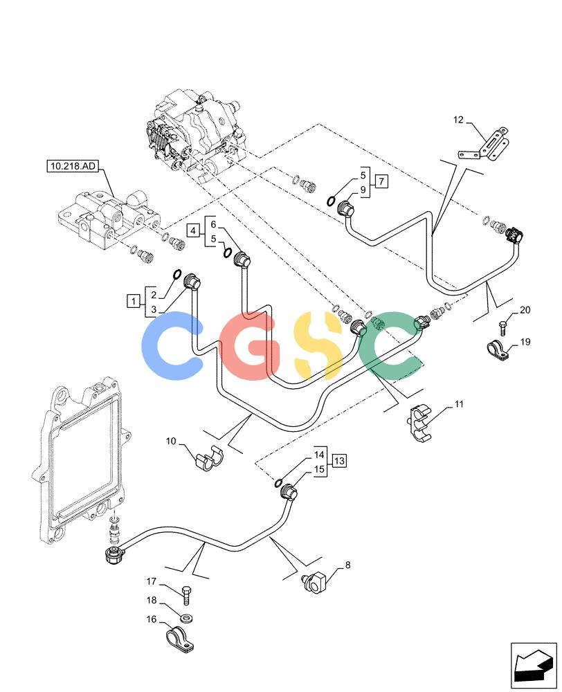 神钢零件查询(F4HFE6133 B003) - ENGINE 5801843802 - 47637346 TIER4 B (1/13-) (10.210.AF) - FUEL LINE Kobelco