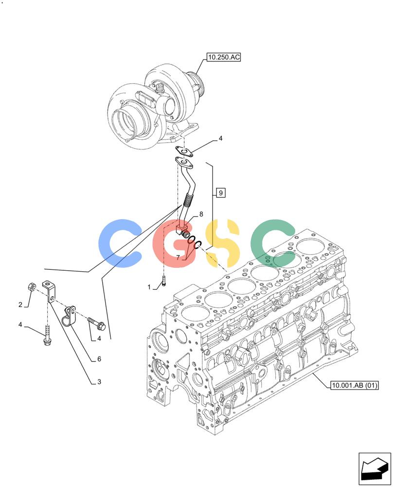 神钢零件查询(F4HFE6133 B003) - ENGINE 5801843802 - 47637346 TIER4 B (1/13-) (10.250.AE) - TURBOCHARGER OIL RETURN LINE Kobelco