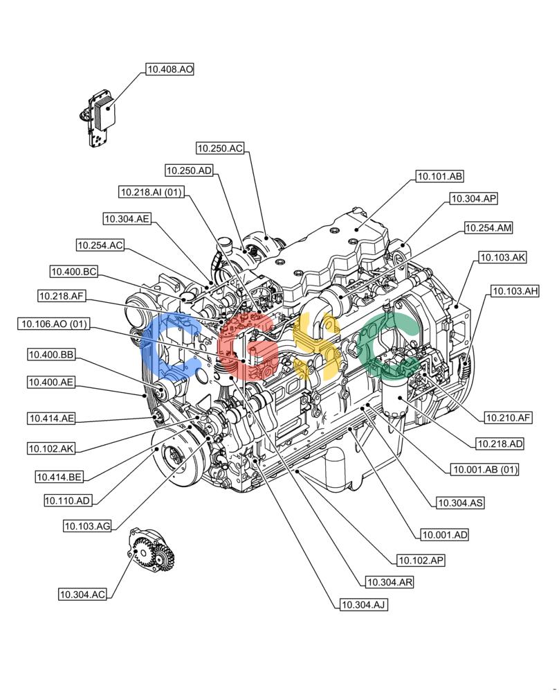 神钢零件查询(F4HFE613Y B005) - ENGINE 5801843797 - 47637345 TIER4 B (3/14-) (10.000.00) - SECTION INDEX - ENGINE Kobelco