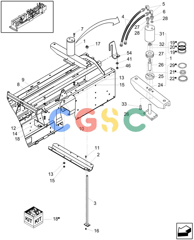 凯斯零件查询(SB541C) - SMALL SQUARE BALER (9/09-12/10) (35.550.11) - HYDRAULIC BALE TENSION CYLINDER Case Agriculture