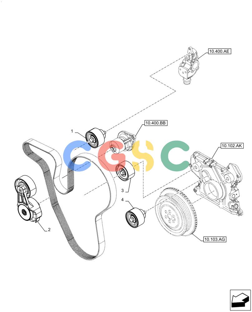 神钢零件查询(F4HFE413H B004) - ENGINE 5801862203 - 47574133 TIER4 B (1/14-) (10.414.AE) - BELT TENSIONER Kobelco