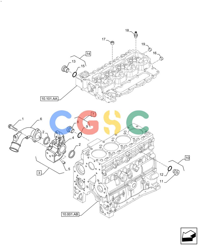 神钢零件查询(F4HFE413H B004) - ENGINE 5801862203 - 47574133 TIER4 B (1/14-) (10.400.AE) - COOLANT HEATING LINES Kobelco