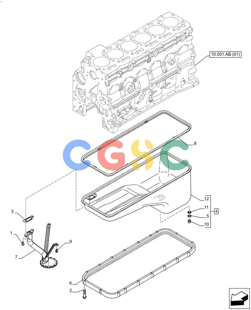 神钢零件查询(F4HFE613G B004) - ENGINE 5801862194 - 47587184 TIER4 B (9/15-) (10.102.AP) - ENGINE, OIL PAN Kobelco