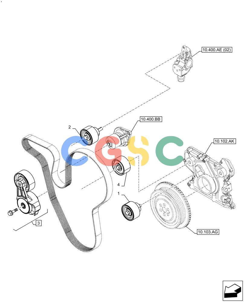 神钢零件查询(F4HFE613G B004) - ENGINE 5801862194 - 47587184 TIER4 B (9/15-) (10.414.AE) - BELT TENSIONER Kobelco