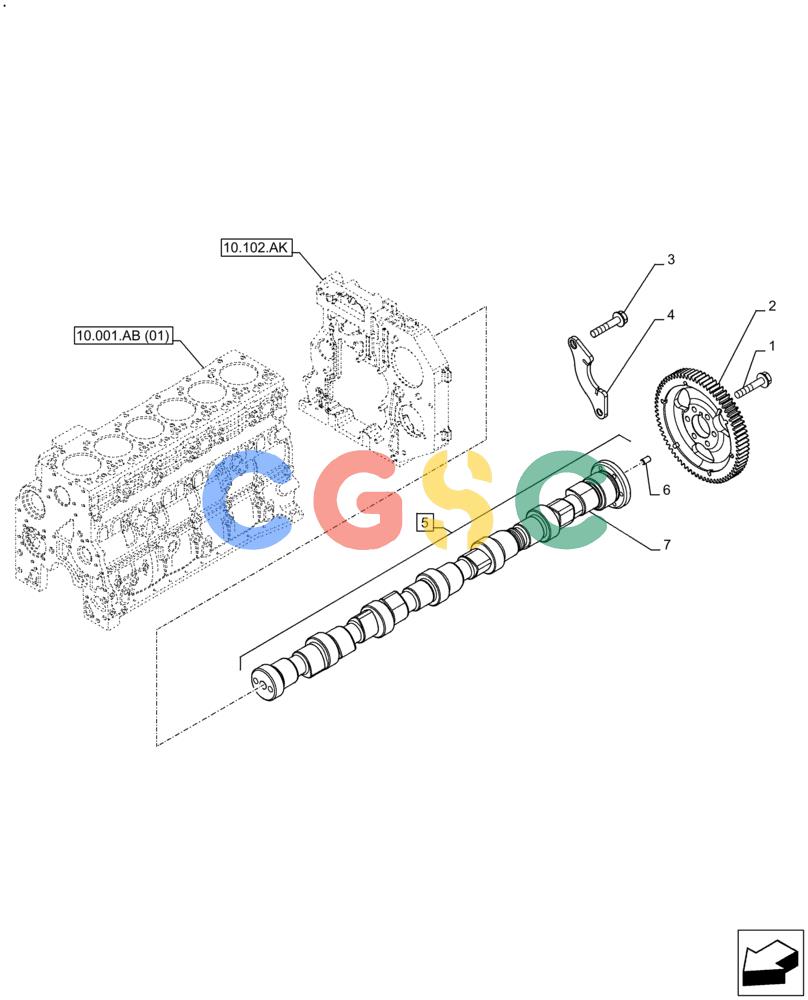 神钢零件查询(F4HFE613A B004) - ENGINE 5801862189 - 47587179 TIER 4B (7/15-) (10.106.AA) - CAMSHAFT Kobelco