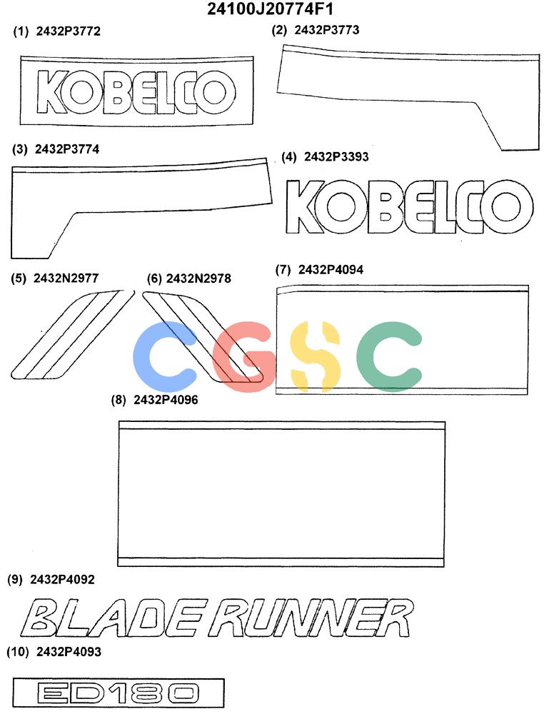 神钢零件查询(ED180) - BLADE RUNNER EXCAVATOR/DOZER ASN YLU0001 (1/99-12/01) (11-001[05]) - NAME PLATE INSTAL Kobelco