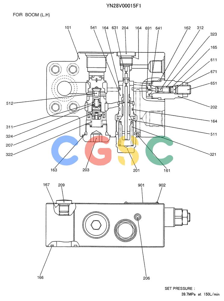 纽荷兰零件查询(E235SRLC) - CRAWLER EXCAVATOR BTW YU04-00837 - YU04-01417 (07-028) - VALVE ASSY, HOLDING New Holland Constructuion