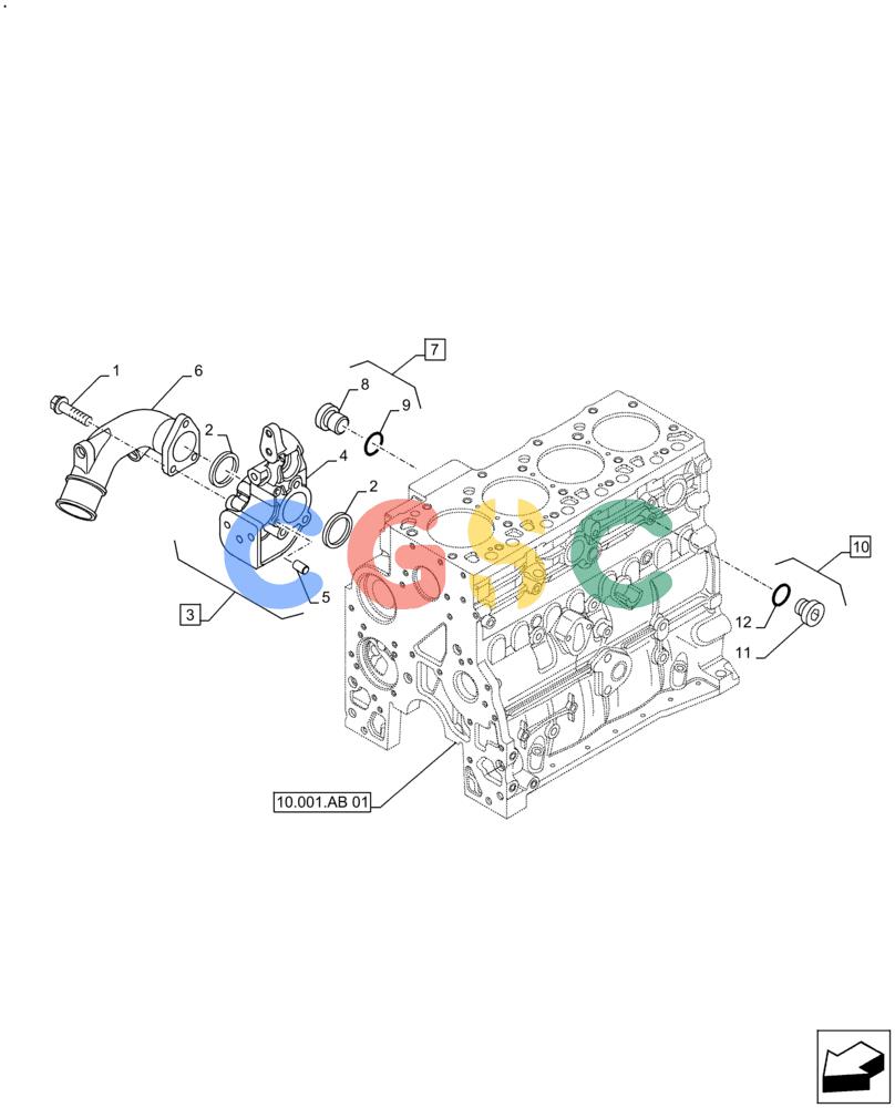 神钢零件查询(F4GE9484A J613) - ENGINE 5801920069 - 47681264 (1/14-12/14) (10.400.BB[02]) - WATER PUMP, INLET MANIFOLD Kobelco