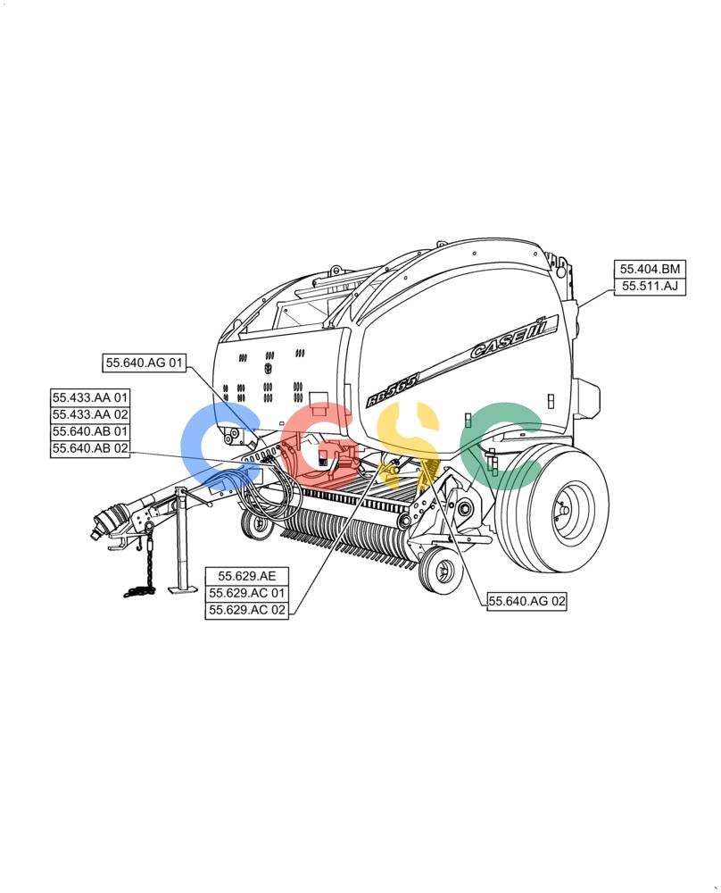 凯斯零件查询(RB565) - CASE IH ROUND BALER (3/14-12/15) (55.000.00) - PICTORIAL INDEX - ELECTRICAL SYSTEMS Case Agriculture