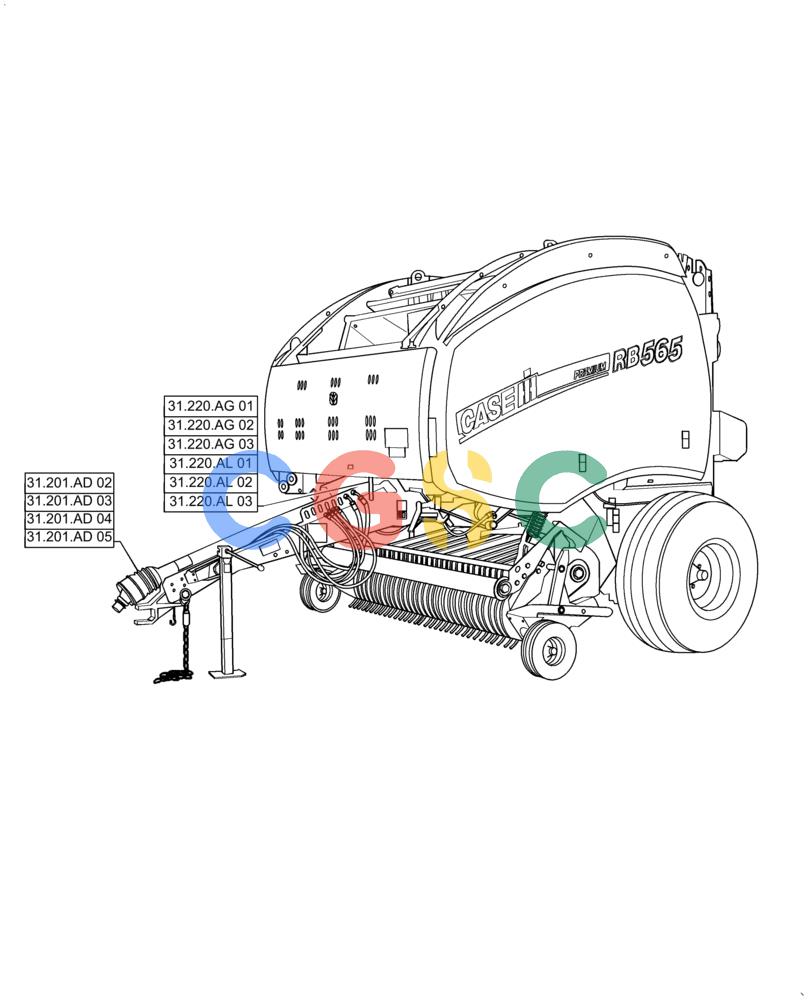 凯斯零件查询(RB565) - CASE IH ROUND BALER (3/14-12/15) (31.000.00) - PICTORIAL INDEX - IMPLEMENT POWER TAKE-OFF Case Agriculture