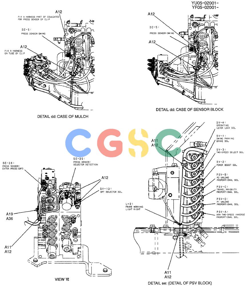 纽荷兰零件查询(E235BSRNLC) - CRAWLER EXCAVATOR ASN YU05-02001 (01-071[06]) - HARNESS ASSY, UPP, P/N YB13E00023F1 New Holland Constructuion
