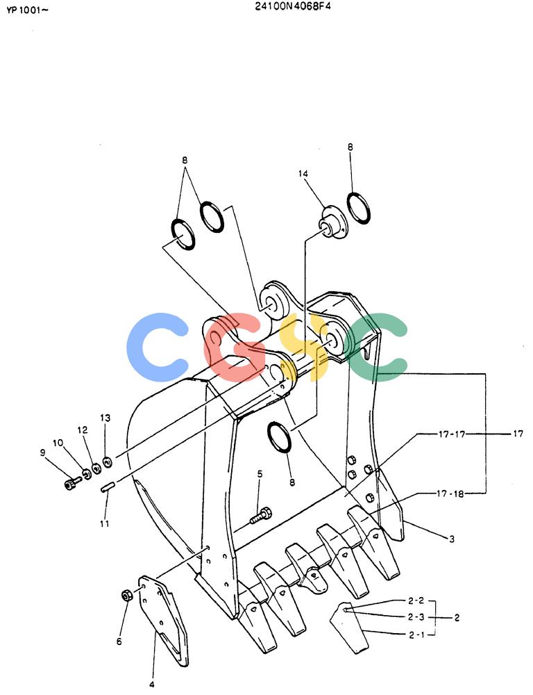 神钢零件查询(MD140BLC) - EXCAVATOR BTW YP1001 - YP1281 (1/80-12/06) (07-004) - BUCKET ASSY, 0.45M Kobelco