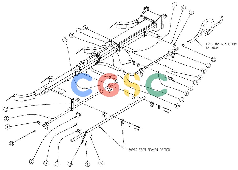 凯斯零件查询(810) - FLEX-AIR APPLICATOR - 2009 (9/09-12/11) (10-001) - BOOM PLUMBING, 2.5", RH, OUTER, 60' Case Agriculture