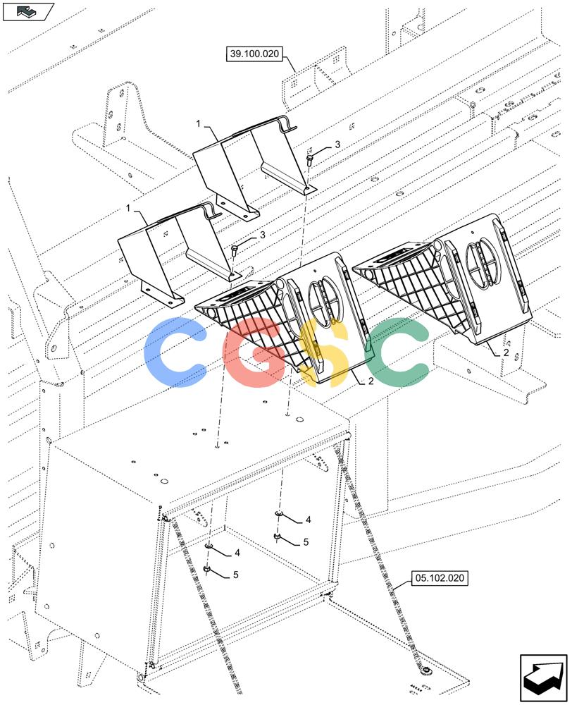 凯斯零件查询(LB434S XL) - BALER (11/16-) (05.102.012) - WHEEL BLOCKS ON STORAGE BOX - D099 Case Agriculture