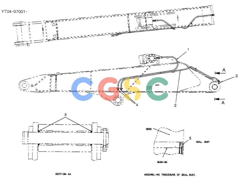 神钢零件查询(BOOM) - ATTACHMENT, (2 PIECE) - SK70SR-1E & SK70SR-1ES ASN YT04-07001 (1/04-12/12) (02-006) - BOOM FRONT GROUP Kobelco