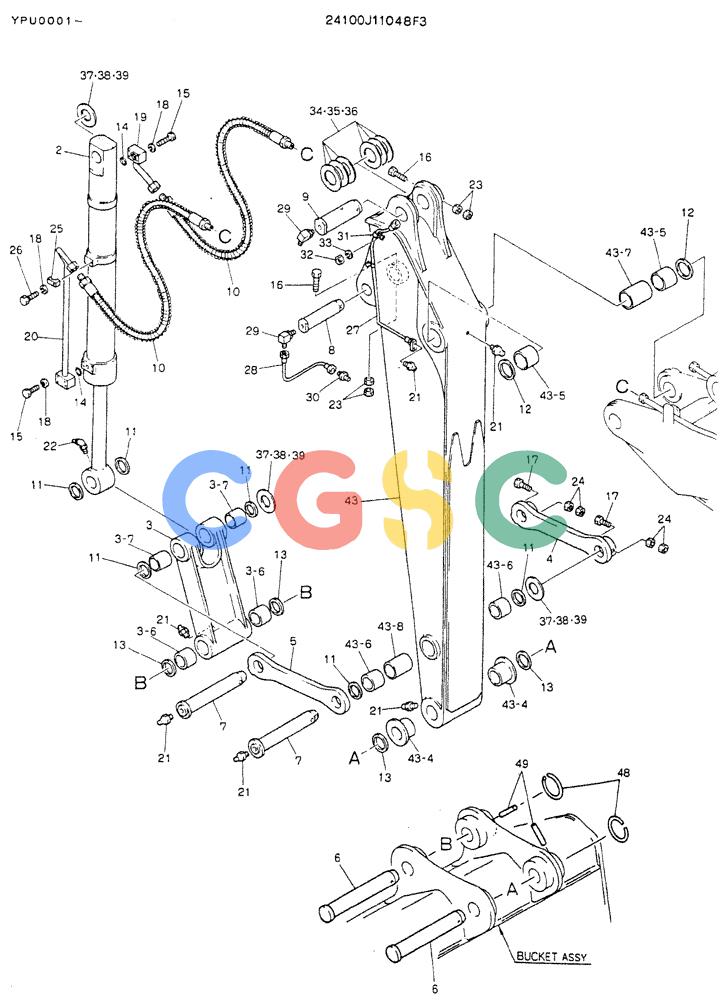 神钢零件查询(K905LC) - MARK II EXCAVATOR ASN YPU00001 (1/87-12/03) (09-002) - ARM ASSY, 2.1M Kobelco