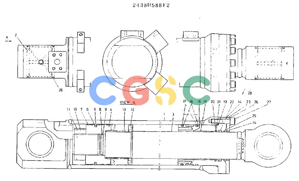 神钢零件查询(K907LC) - MARK II EXCAVATOR ASN YQ0565 (NA) (1/87-12/03) (11-047) - CYLINDER ASSY, P/N 2438158812 Kobelco