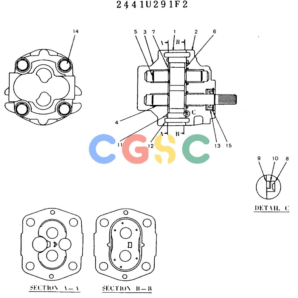 神钢零件查询(MD200BLC) - EXCAVATOR ASN YQU0001 (1/80-12/06) (11-023) - PUMP ASSY, GEAR - 2441U291F2 Kobelco