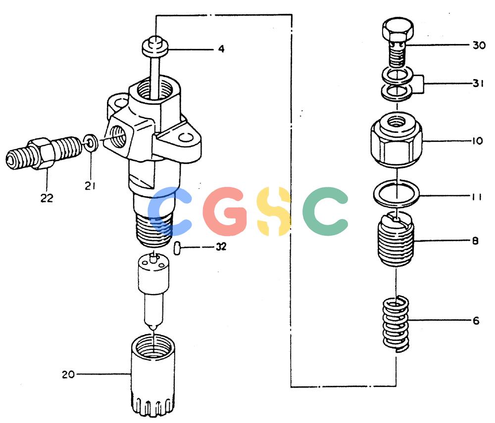神钢零件查询(MD140C) - EXCAVATOR ASN YPU00501 (1/80-12/06) (13-020) - NOZZLE HOLDER (DIESEL KIKI) Kobelco