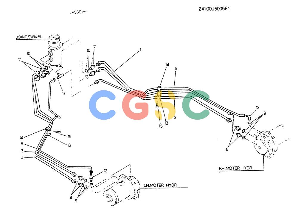 神钢零件查询(K905LC) - EXCAVATOR BTW YP0115 - YP0301 (1/85-12/03) (05-020) - HYDR LINES, LOW (FOR LONG CRAWLER) Kobelco