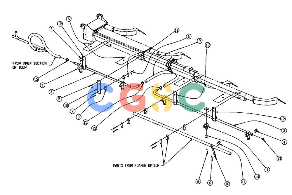 凯斯零件查询(FLX810) - FLEX-AIR APPLICATOR (10/03-8/09) (10-003) - BOOM PLUMBING, 2.5”, LH, OUTER, 60 Case Agriculture