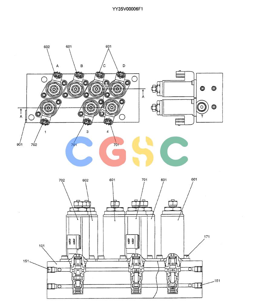 神钢零件查询(ED150-1E) - BLADE RUNNER EXCAVATOR/DOZER ASN YL05-00555 (11/03-12/04) (09-069) - VALVE ASSY, SOLENOID Kobelco