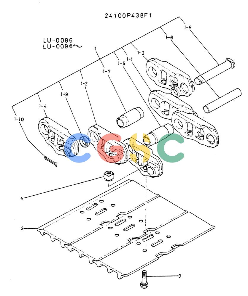 神钢零件查询(K935) - EXCAVATOR SUPPLEMENT ASN LU00154 (1/76-12/03) (06-014) - INSTAL, CRAWLER TRACK P/N 24100P438F1 Kobelco