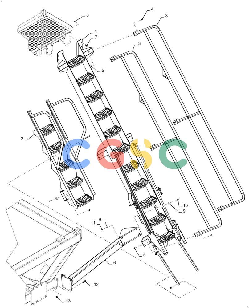 凯斯零件查询(4955) - PRECISION AIR CART (11/15-) (80.150.AJ[16]) - LADDER 760/950 BUSHELL FOR PLATFORM Case Agriculture