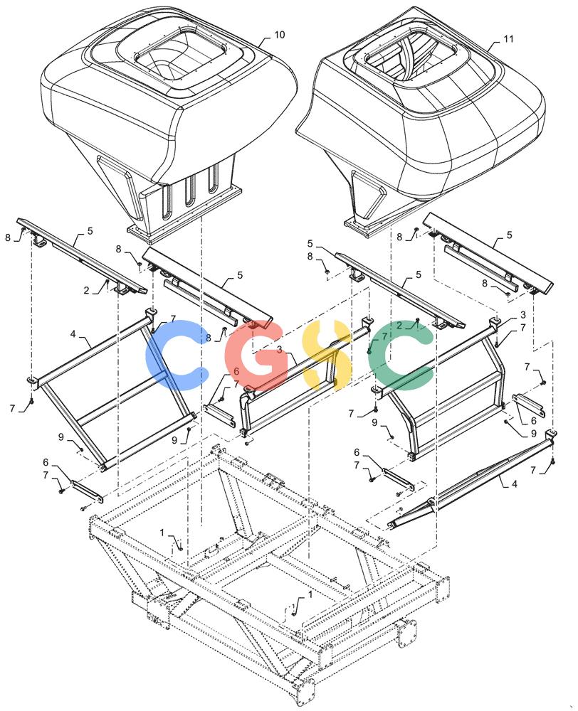 凯斯零件查询(4955) - PRECISION AIR CART (11/15-) (77.100.AC[05]) - TANK/ CRADLE 350 BUSHELL Case Agriculture