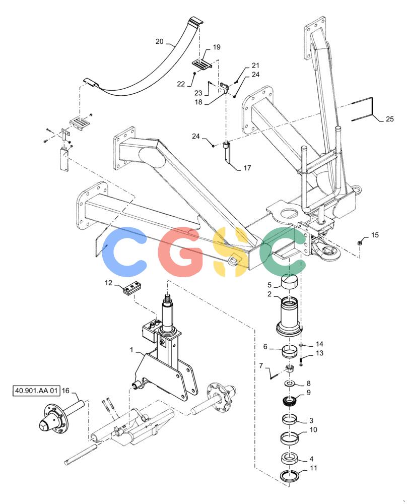 凯斯零件查询(4955) - PRECISION AIR CART (11/15-) (39.130.AH[01]) - FRONT CASTER PIVOT TOW BEHIND 350 /435/460 BUSHELL Case Agriculture