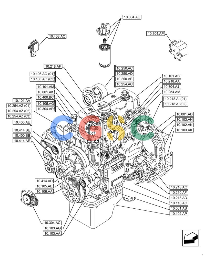神钢零件查询(F4HFE413Y B001) - ENGINE 5801910277 47446991 GRAPE HARVESTER 7030/7030L/8030L T4B (5/14-12/15) (10.000.00) - SECTION INDEX - ENGINE Kobelco