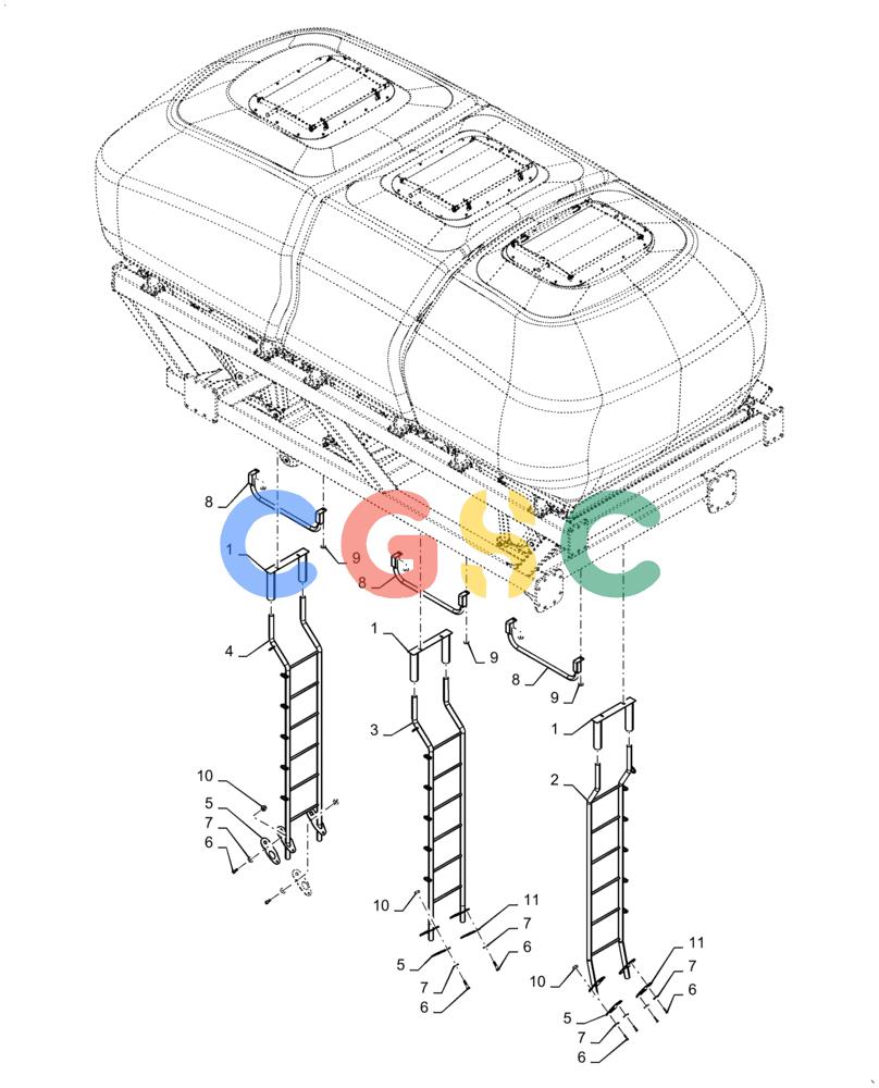 凯斯零件查询(4955) - PRECISION AIR CART (11/15-) (80.150.AJ[04]) - LADDERS 760 BUSHELL Case Agriculture