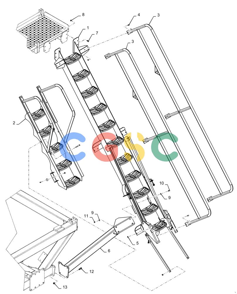 凯斯零件查询(4955) - PRECISION AIR CART (11/15-) (80.150.AJ[07]) - FOLDING STAIRS 760 950 BUSHELL Case Agriculture