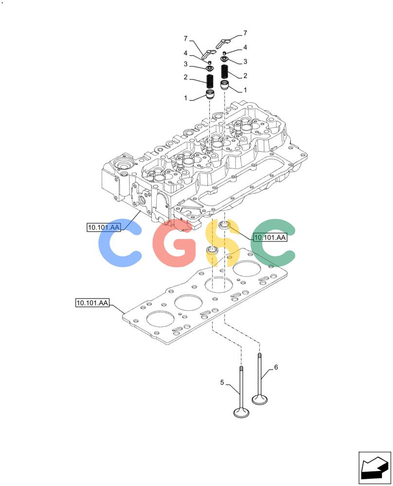 神钢零件查询(F4HFE413Y B001) - ENGINE 5801910277 47446991 GRAPE HARVESTER 7030/7030L/8030L T4B (5/14-12/15) (10.101.AM) - CYLINDER HEAD, VALVE Kobelco